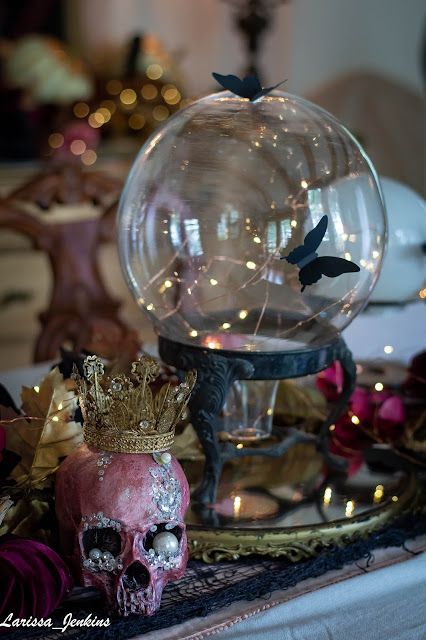 DIY Crystal Balls - Welch House 1900 Crystal Balls Diy, Crystal Ball Decoration, Coven Party, Crystal Ball Diy, Ethereal Halloween, Diy Crystal Ball, Crystal Ball Decor, Faux Wedding Cake, Halloween Crystal Ball