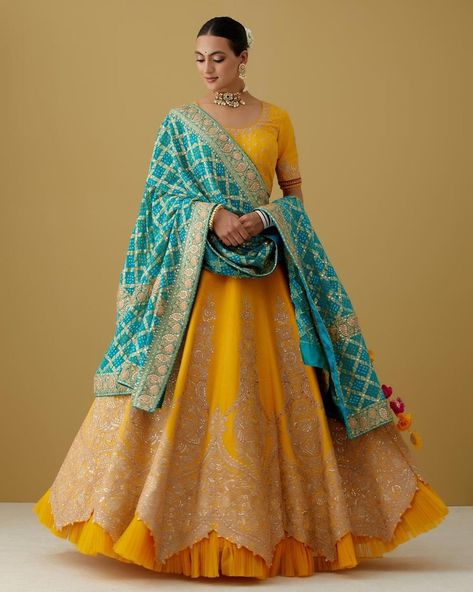 OGAAN INDIA on Instagram: “Nidhi Tholia’s new collection Rang Barsé — a delicious palette of festive pieces in juicy citric hues with intricate marodi and gota-patti…” Work Lehenga Designs, Nidhi Tholia, Lahanga Design, Bridesmaid Dresses Indian, Indian Wedding Clothes For Men, Bridesmaid Outfits, Dress For Pregnant Women, Coordinated Outfits, Haldi Outfits