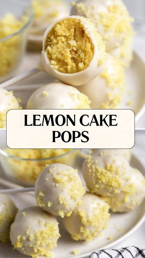 Lemon Cake Pops Recipe is made of moist lemon cake mixed with creamy frosting and coated in a sweet candy shell it serves 20 and takes about 1 hour to prepare and chill these delightful treats are perfect for parties or special occasions. Summer Cake Pop Flavors, Creamy Lemon Cake, Lemon Cakepops, Lemon Cake Pops Recipe, Lemon Cake Pops, Homemade Vanilla Ice Cream Recipe, Cake Pops Recipe, Poke Cake Lemon, Lemon And Coconut Cake