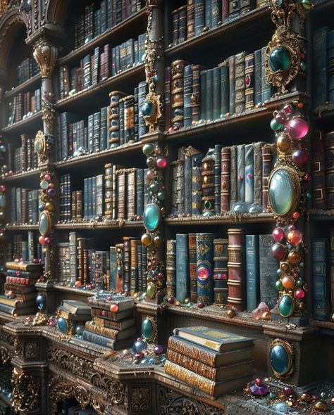 Magic Library Aesthetic, Crystal Castles Aesthetic, Castles Aesthetic, Gothic Library, Fairy House Crafts, Enchanted Book, Crystal Castles, Dream Library, Library Aesthetic