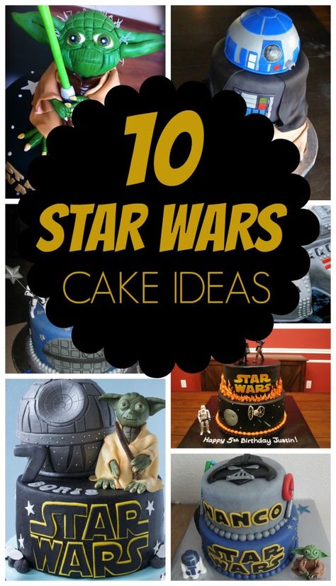 10 Out of This World Star Wars Cakes - Pretty My Party - Party Ideas Star Wars Themed Birthday Cake, First Birthday Star Wars Cake, Star Wars Birthday Cake Easy, Star Wars Theme Cake, Star Wars Themed Cake, Gateau Star Wars, Star Wars Birthday Cakes, Star Wars Cupcake Ideas, Star Wars Cakes Birthday Boys