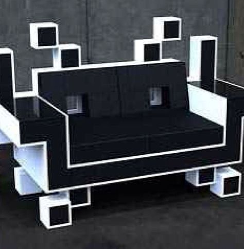 #Awesome Invention Geek Furniture, Arcade Retro, Gaming Furniture, Couch Design, Retro Arcade, Space Invaders, Gamer Room, Video Game Room, Design Del Prodotto