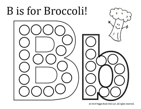 Letter B Activities Featuring Veggies - Veggie Buds Club Letter B Dot Worksheets, B Activities, Letter B Activities, Preschool Alphabet Printables, Letter B Coloring Pages, Reading Mastery, Geometry Vocabulary, Alphabet Capital Letters, Dot Marker Activities