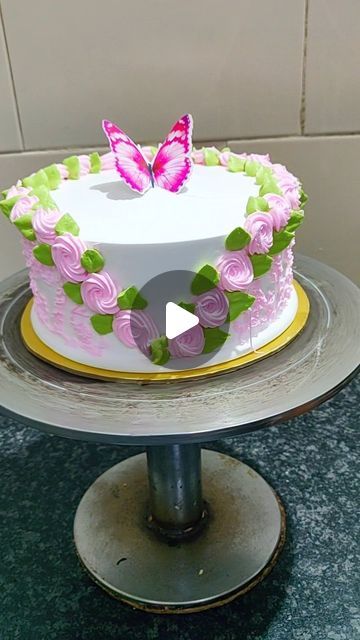 2 Tier Cake Designs, Simple Cake Designs Birthday, Butterfly Cake Design, Butterfly Cake Ideas, Celebration Cakes Birthday, Unique Cake Designs, Butterfly Birthday Cake, Simple Birthday Cake Designs, Cake Decorated With Fruit