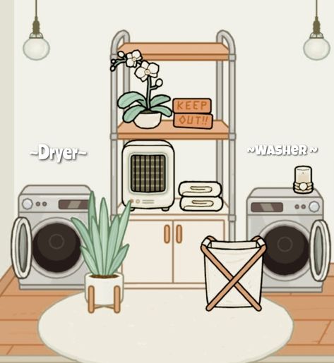 Simple and cute 🤍 Aesthetic Laundry Room Toca Boca, Laundry Room In Toca Boca, Toca Nova Laundry Room Ideas, Toca World Laundry Room, Toca Life Laundry Room, Cute Toca Boca Laundry Room, Toca Boca House Laundry Room, Minimalist Toca Boca House, Laundry Toca Boca Ideas