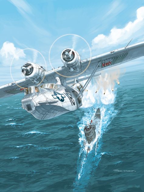 Romain Hugault Romain Hugault, Wwii Plane Art, Pby Catalina, Photo Avion, Amphibious Aircraft, Aviation Theme, Wwii Airplane, Wwii Fighters, Aircraft Painting