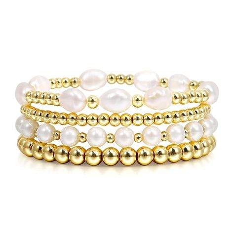 PRICES MAY VARY. 【Gold Bracelets for Women】: Our gold bracelet sets includes 4pcs/5pcs/7pcs gold beaded bracelet which stacks well with all bracelets, some styles come with a pearl bracelet. Beaded Bracelets are a fun way to spice up any outfit, you can mix and match, stack, or go the simple route and only wear one 【14K Gold-plated Bracelet】: The Gold Stackable Bracelets set are an wonderful way to dress up any look. A dainty addition to top off your daily-wear. This gold beaded bracelet are in Gold Beaded Bracelets, Bead Ball, White Pearl Bracelet, Style Royal, Gold Bracelet Set, Ball Bracelet, Gold Bead Bracelets, Handmade Jewelry Gift, Stacked Jewelry