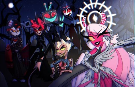 Verosika Mayday Fan Art, Futuristic Samurai, Halloween Challenge, Group Selfie, Verosika Mayday, Hazbin Hotel Husk, Alastor Hazbin Hotel, Watch Cartoons, Favourite Characters