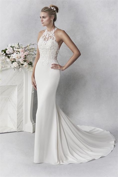 Kenneth Winston Wedding Dresses, Nude Gown, Kenneth Winston, Halter Wedding Dress, Lillian West, Ivory Gown, Mermaid Gown, Elegant Wedding Dress, Wedding Dress Styles