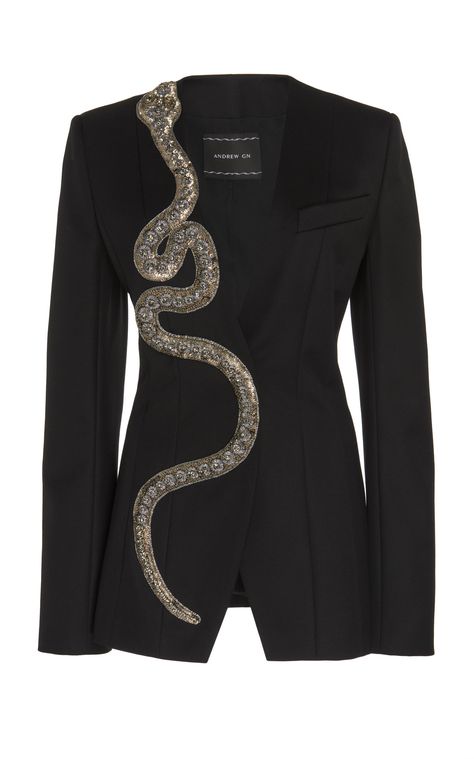 Embellished Wool-Blend Blazer by ANDREW GN Now Available on Moda Operandi Womens History, Balmain Dress, Kim K Style, Kardashian Kollection, Womens History Month, Sleek Fashion, Suit Fashion, Stage Outfits, Mode Inspiration