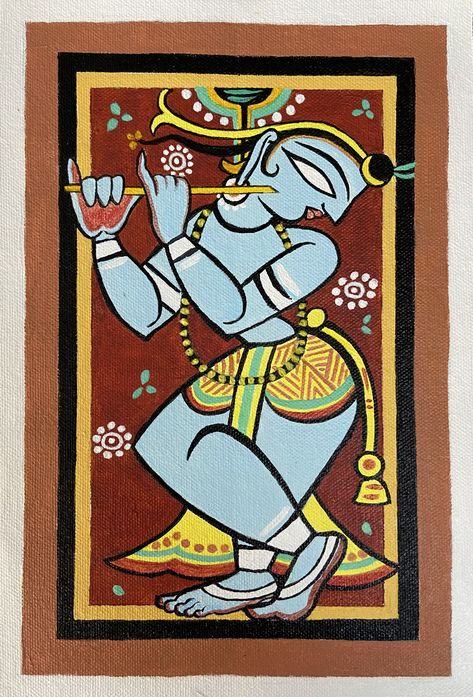 Kalighat Paintings Folk, Jamini Roy Paintings Folk Art, Painting Assignments, Jamini Roy Paintings, Aari Drawing, Jamini Roy, Art Krishna, Ajanta Caves, Painting Indian