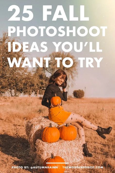 25 Fall Photoshoot Ideas You'll Want To Try Fall Photoshoot Props Mini Sessions, Thanksgiving Photoshoot Ideas, Fall Photoshoot Ideas, Wonder Forest, Photography Studio Design, Fall Pics, Outdoor Pictures, Fall Fest, Farm Photo