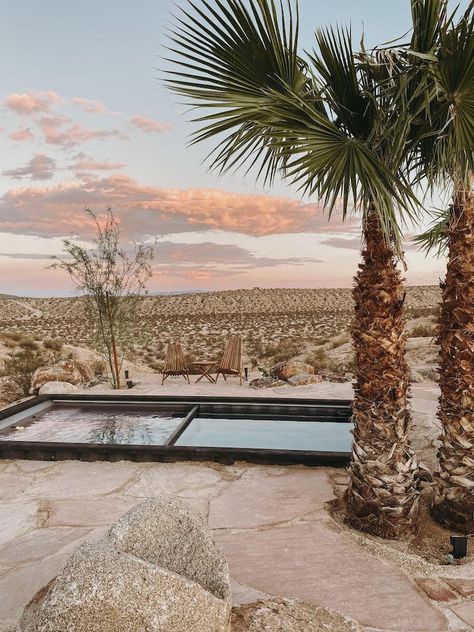 Desert Pool, Pool In The Desert, Oasis Desert Aesthetic, Oasis Aesthetic Desert, Yucca Valley California, Luxury Desert Resort, Desert Motel, Cowboy Pool, Outdoor Movie Theater