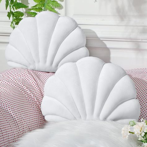 Fumete 2 Pcs Shell Pillows, Seashell Decorative Pillow Sea Princess 3D Ocean Shaped Velvet Soft Throw Pillow for Couch Bed Room, 13 x 11 Inch (White, 2 Pcs) Seashell Pillow, Sea Princess, Nautical Bedroom, Pillow For Couch, Soft Throw Pillows, Coastal Pillows, Couch Throw Pillows, Velvet Pillow, Sofa Bedroom