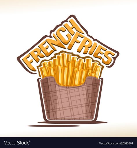 Logo for french fries Royalty Free Vector Image Crispy Potato Sticks, Juice Logo, Crunchy Potatoes, Potato Sticks, Smash Burger, Food Backgrounds, Creative Typography, Crispy Potatoes, Food Stickers