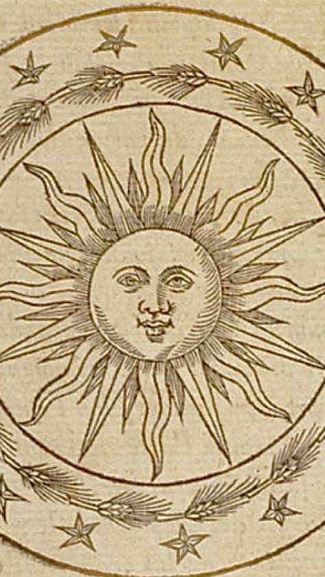 Medieval Sun Illustrations, Vintage Sun Drawing, Half Sun Drawing, Sun Vintage Illustration, Sun Illustration Vintage, Vintage Sun Art, Art Nouveau Sun, Sun And Moon Illustration, Sun Engraving