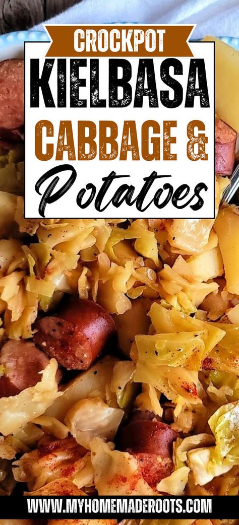 Warm up with this hearty Crockpot Kielbasa, Cabbage, and Potatoes recipe! This easy, slow-cooker dish combines savory kielbasa, tender cabbage, and hearty potatoes for a comforting meal perfect for busy weeknights. Just set it and forget it, and enjoy a delicious dinner with minimal effort. #CrockpotRecipes #Kielbasa #ComfortFood #EasyDinners #SlowCookerMeals #HeartyRecipes #HomesteadCooking Smoked Sausage And Cabbage Crock Pot, Cabbage And Sausage Recipes Potatoes, Crockpot Cabbage And Kielbasa, Easy Polish Food Recipes, Cabbage And Kielbasa Crockpot, Cabbage Sausage Potatoes Crockpot, Crockpot Kelbeisa Sausage Recipes, Cabbage Potatoes And Sausage Crockpot, Boiled Dinner Kielbasa