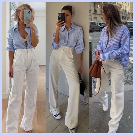 Witte Jeans Outfit, Cream Trousers Outfit, Cream Jeans Outfit, Wide Leg Pants Outfit Summer, White Trousers Outfit, Cream Pants Outfit, Beige Pants Outfit, Wide Pants Outfit, Wide Leg Trousers Outfit