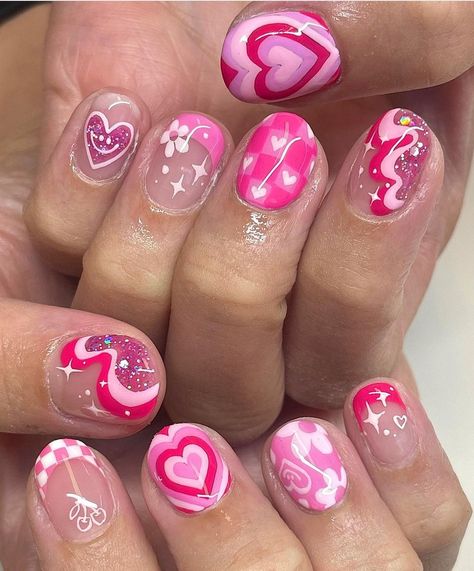 Pink Aesthetic Nails Short, Short Pink Nail Designs, Short Nails Aesthetic, Pink Aesthetic Nails, Aesthetic Nails Short, Short Nails Pink, Pink Short Nails, Anniversary Cards Handmade, Skin Care Routine Order