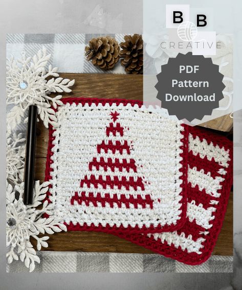 Free Crochet Pattern: Christmas Tree Dishcloth - Beccie B Creative Free Crochet Pattern Christmas, Crochet Pattern Christmas Tree, Bath Gifts, Moss Stitch Pattern, Holiday Crochet Patterns, Dishcloth Patterns Free, Crochet Pattern Christmas, Crochet Potholder Patterns, Christmas Feast