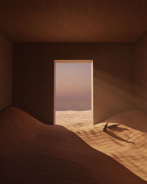 Desert Liminal Space, Blender Landscape Art, Blender Reference Images, Blender Cinematic, Blender Landscape, Blender Photography, Blender 3d Inspiration, Yoann Bourgeois, Surreal Desert