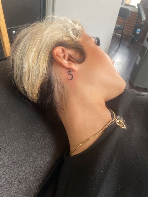 Number 3 Tattoo, Tattoo Numero, Tattoo Behind The Ear, 27 Tattoo, Tattoo Number, Behind The Ear Tattoo, Behind Ear Tattoos, Butterfly Back Tattoo, 7 Tattoo