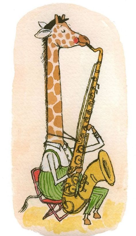 Personal Illustration, Giraffe Illustration, Music Drawings, Music Illustration, Music Painting, Illustration Work, Music Artwork, Flash Art, Music For Kids