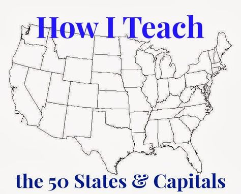 Learning the 50 States, their Capitals, and their Map Locations Usa Geography, World History Projects, Learning States, Third Grade Social Studies, Us Geography, Geography For Kids, 4th Grade Social Studies, American History Lessons, States And Capitals