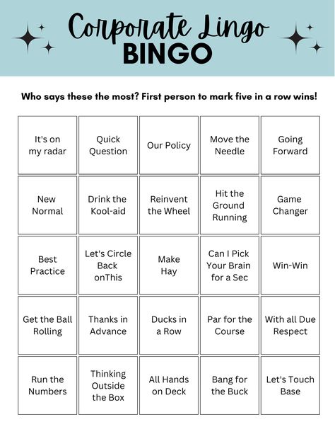 Office Bingo Ideas, Restaurant Games For Employees, Virtual Team Games For Work, Work Games For Staff, Office Games Team Building, Workplace Games, Employee Engagement Games, Fun Office Games, Office Bingo