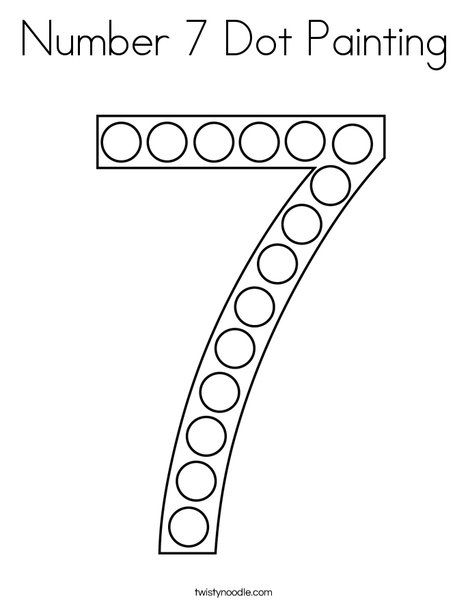 Number 7 Dot Painting Coloring Page - Twisty Noodle Number 7 Dot Painting, Number 17 Crafts For Preschoolers, Preschool Number 7 Activities, Dot Painting Numbers, Number Seven Activities For Preschool, Number 7 Coloring Page, Number 6 Crafts For Toddlers, Number 7 Activity For Preschool, Dot Art Printables Free