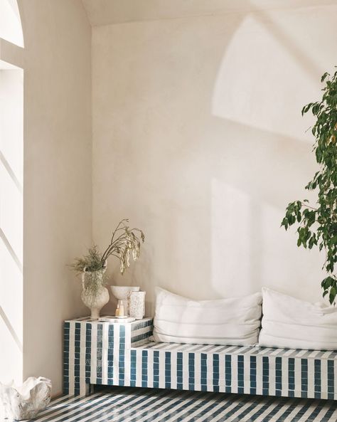 New ways with tiles: 15 creative ideas for using tiles at home London Fashion Week 2023, Tiled Bench, Tiles For Bathroom Walls, Recessed Storage, Spa Inspired Bathroom, Artisan Tiles, Luxury Tile, Chimney Breast, Spa Inspiration