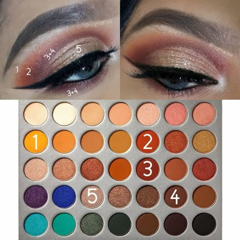 Fall Inspired Makeup, Jaclyn Hill Makeup, Jaclyn Hill Eyeshadow Palette, Fall Makeup Trend, Gold Makeup Looks, Makeup Pictorial, Morphe Palette, Morphe Makeup, Bridal Eye Makeup