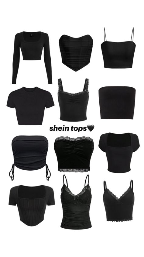 basic black shein tops. First Day Of Highschool Outfits, First Day Of Highschool, Highschool Outfits, Fit Checks, Marvel Dr, Inspo Fits, High School Outfits, Dressing Sense, Shein Outfits