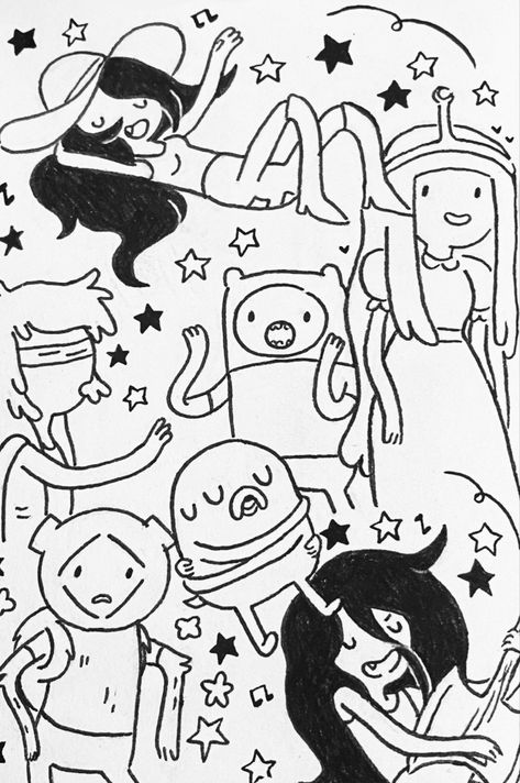 Adventure Time Marceline Drawing, Adventure Time Doodles Easy, Adventure Time Simple Art, Adventure Time Parking Spot Painting, Adventure Time Wallpaper Bubbline, Marceline Doodle, Golb Adventure Time Betty, Adventure Time Black And White, Adventure Time Wallpaper Marceline