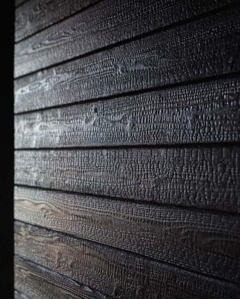 The Beauty of Nakamoto Forestry Charred Wood Siding 9 Charred Wood Cladding, Modern Wood Siding, Black Wood Siding, Black Siding Exterior, Cabin Landscaping, Modern Siding, Charred Wood Siding, Country Getaway, Yard Remodel