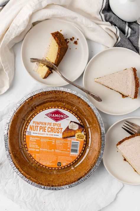 Pumpkin Spice Cheesecake Pie | Diamond Nuts Pie Crust & Recipe Pecan Pie Crust Recipe, Nut Pie Crust, Pumpkin Spice Pie, Nut Pie, Layered Pumpkin Cheesecake, Spice Cheesecake, Best Pumpkin Pie Recipe, Pecan Pie Crust, Gluten Free Pumpkin Pie