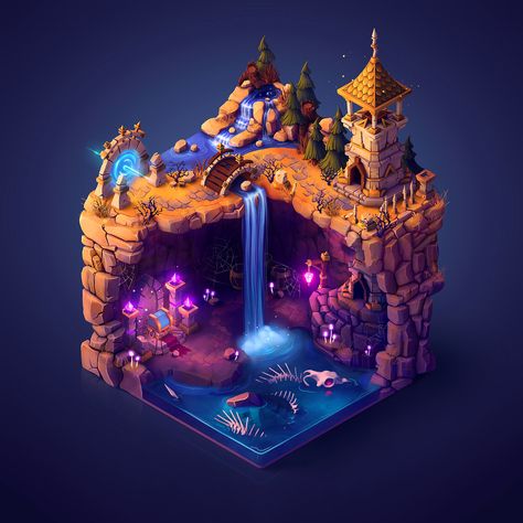 3d Modle Ideas, Art Inspo Digital, 3d Design Art, Cube World, Idle Game, Digital Art Software, Isometric Drawing, Low Poly Games, Isometric Art