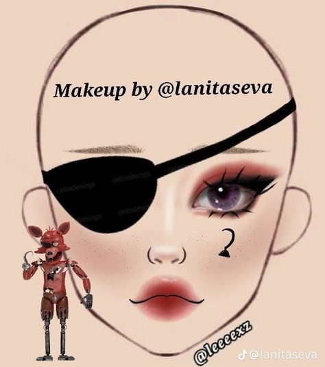 Foxy Makeup Look Fnaf, Fnaf Inspired Outfits Foxy, Foxy Makeup Fnaf, Fnaf Makeup Ideas, Fnaf Makeup Looks, Puppet Fnaf Makeup, Foxy Cosplay Fnaf, Fnaf Inspired Makeup, Fnaf Foxy Cosplay