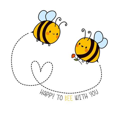 Abeja. dulce pareja de abejas juntas. | Premium Vector #Freepik #vector #amor #linea #dibujos-animados #animal Bee Drawings Cute, Bees Cute Art, Cute Love Cartoons Couple, Cute Cards Ideas, Animals In Love Drawing, Freepik Premium Vector, Animal Couple Drawing, Bees In Love Drawing, Cute Bee Drawing