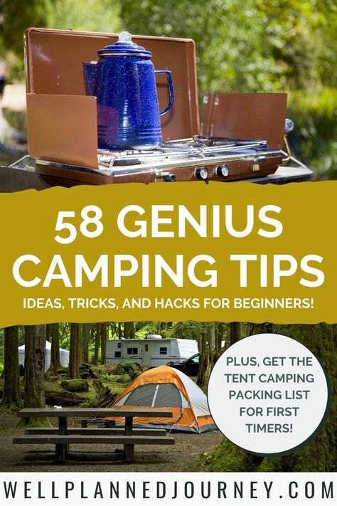 Camping Trip Packing List, Tent Camping Hacks, Camping For Beginners, Camping Packing List, Camping Inspiration, Camping Hacks Diy, Camping Set Up, Best Camping Gear, Camping List