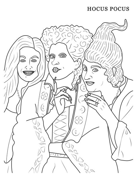 Ah, the sweet nostalgia of 'Hocus Pocus', a classic film from the 90s. It's a timeless classic that many of us can still recite all the lines to. Who amongst us hasn't longed for a chance to relive th... Hocus Pocus Coloring Pages, Hocus Pocus 2, Birth Colors, Witch Coloring Pages, Printable Adult Coloring Pages, Sanderson Sisters, Family Crafts, Halloween Coloring Pages, Page Ideas