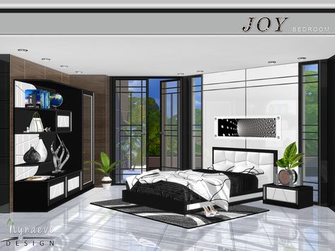 NynaeveDesign's Joy Bedroom Sims 4 Alpha Cc Furniture, Sims Design, Sims 4 Beds, Lotes The Sims 4, Furniture Cc, Alpha Cc, Parents Bedroom, Sims 4 Bedroom, Masculine Bedroom