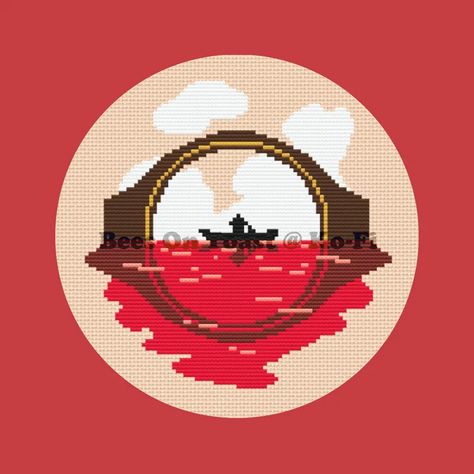 Small video game inspired counted cross stitch by BeesOnToast (ko-fi). Based on the game Spiritfarer Spiritfarer Cross Stitch, Video Game Cross Stitch Patterns, Video Game Embroidery, Dnd Cross Stitch, Gaming Cross Stitch, Video Game Cross Stitch, Game Cross Stitch, Cross Stitch Games, Grid Crochet