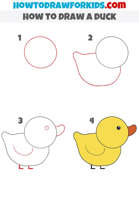 how to draw a duck step by step Duckling Drawing, Duck Drawing Easy, Draw A Duck, Toddler Drawing, Feet Drawing, Duck Drawing, Drawing Legs, Easy Drawing Steps, Drawing Tutorials For Kids