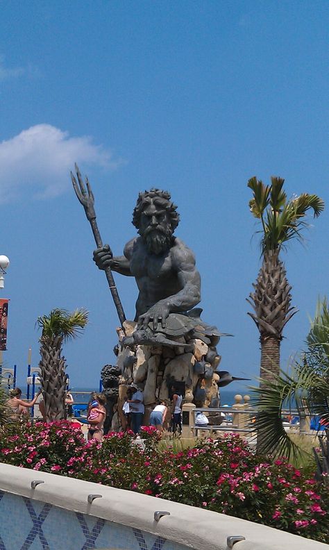 Virginia Beach Va Beach Aesthetic, Virginia Beach Pictures, Virginia Beach Aesthetic, Virginia Beach Aquarium, Forever Aesthetic, Williamsburg Vacation, Neptune Statue, King Neptune, Virginia Beach Vacation