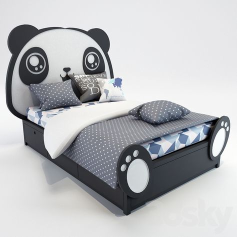 3d models: Bed - Panda bed kids Bed Kids, Australia House, Rocket Design, Panda Love, Modern Bedroom Design, Dressing Room Design, Kids' Bed, White Table Lamp, In 3d