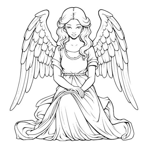 Line Art Angel, East Side Tattoo, Realistic Angel, Angel Y Diablo, Angel Sketch, Angel Coloring Pages, Angel Illustration, Stitch Coloring Pages, Angel Theme