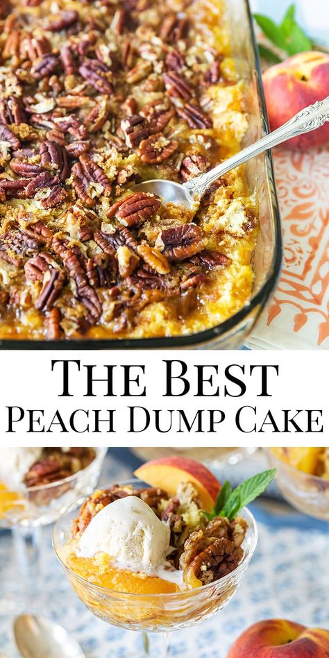 Peach Custard Dessert, Easy Fruit Desserts Simple, Brownie Dump Cake Recipes, Classic Southern Desserts, Jiffy Dump Cake Recipes, Top Rated Desserts, Trendy Desserts 2023, September Dessert Ideas, Peach Dump Cobbler