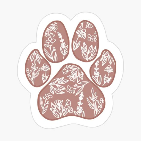 Floral Paw Print, Paw Sticker, Sticker Design Inspiration, Pet Stickers, Paw Print Stickers, Scrapbook Book, Nature Stickers, Pola Sulam, School Stickers