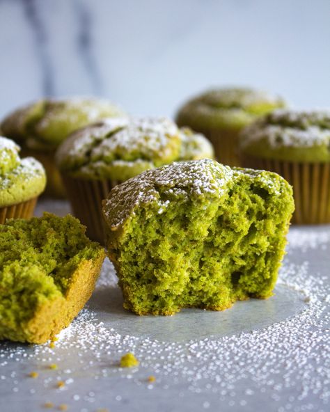 Matcha Muffins | Justine Snacks Vegan Muffin Recipes, Green Tea Muffins, Tea Muffins, Justine Snacks, Matcha Muffins, Vegan Muffin, Date Muffins, Muffin Flavors, Best Matcha